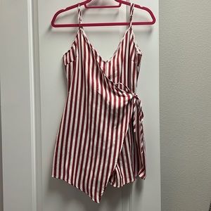 Pink Lily - Red & White Striped Romper